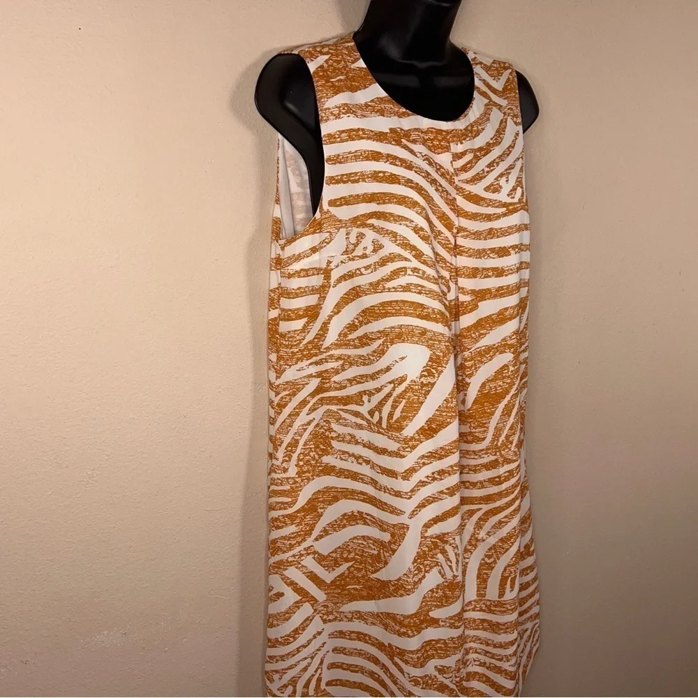 NEW SIZE 12 H&M YELLOW WHITE SLEEVELESS DRESS COLORFUL LINED
